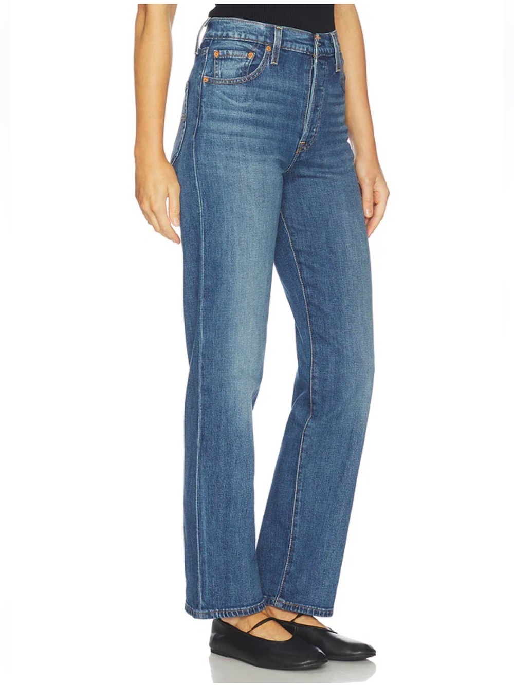 Levi’s Ribcage Straight Jeans W31 L32 Medium Wash Vintage Fade High Rise - Picture 2 of 13
